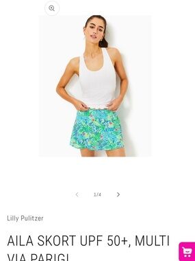 Lilly Pulitzer Luxletic AILA SKORT UPF 50+, MULTI VIA PARIGI NWT Size Small